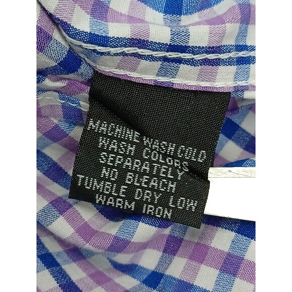 English Laundry Mens Checked Flip Cuff Multicolor white purple blue Sz 18 / XXL - Picture 11 of 11